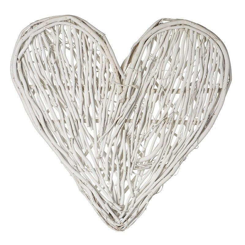 Medium Wicker White Heart (40cm)