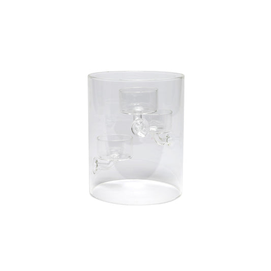 Glass Cylinder Vase with 3 Cups (15cm)