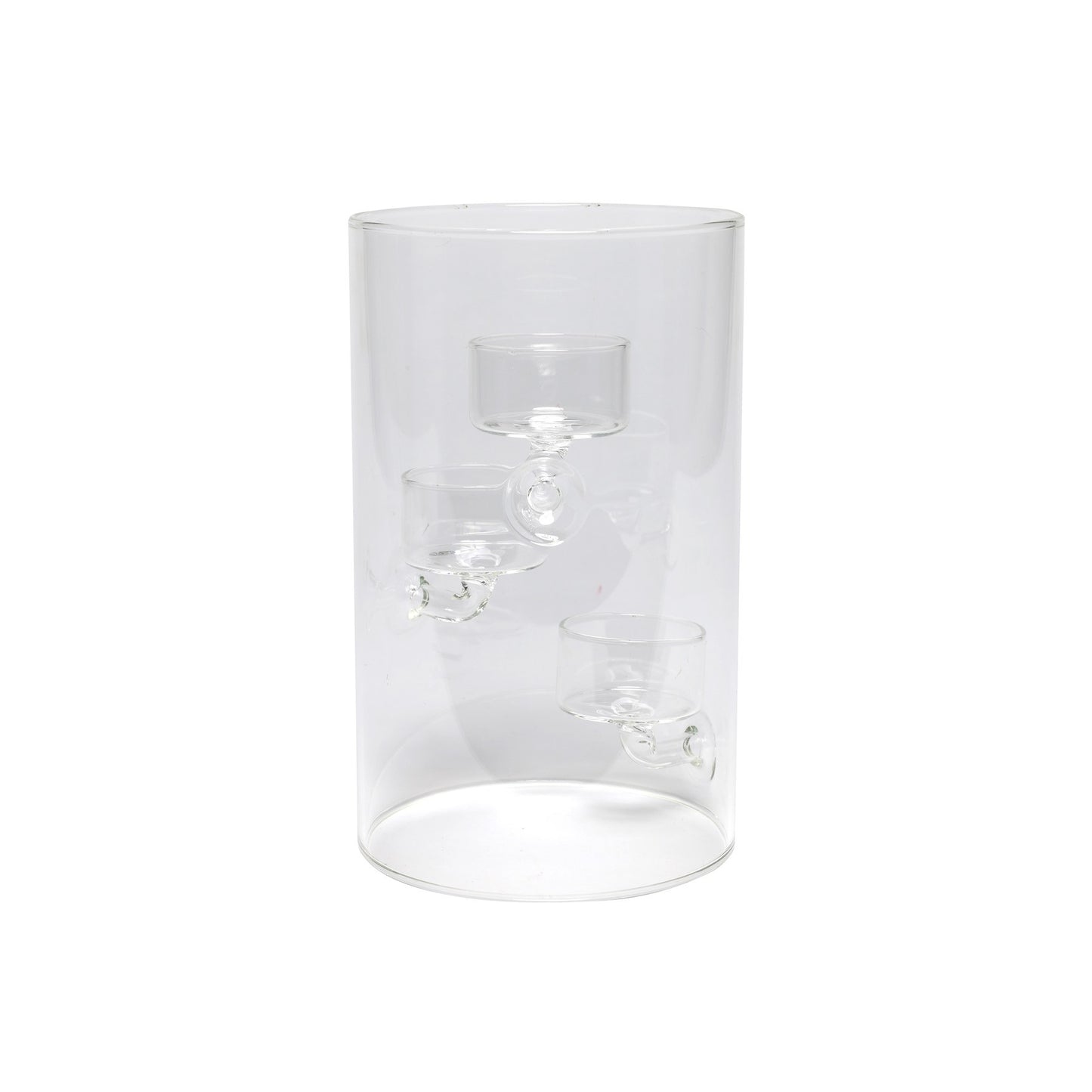 Glass Cylinder Vase with 3 Cups (20cm)