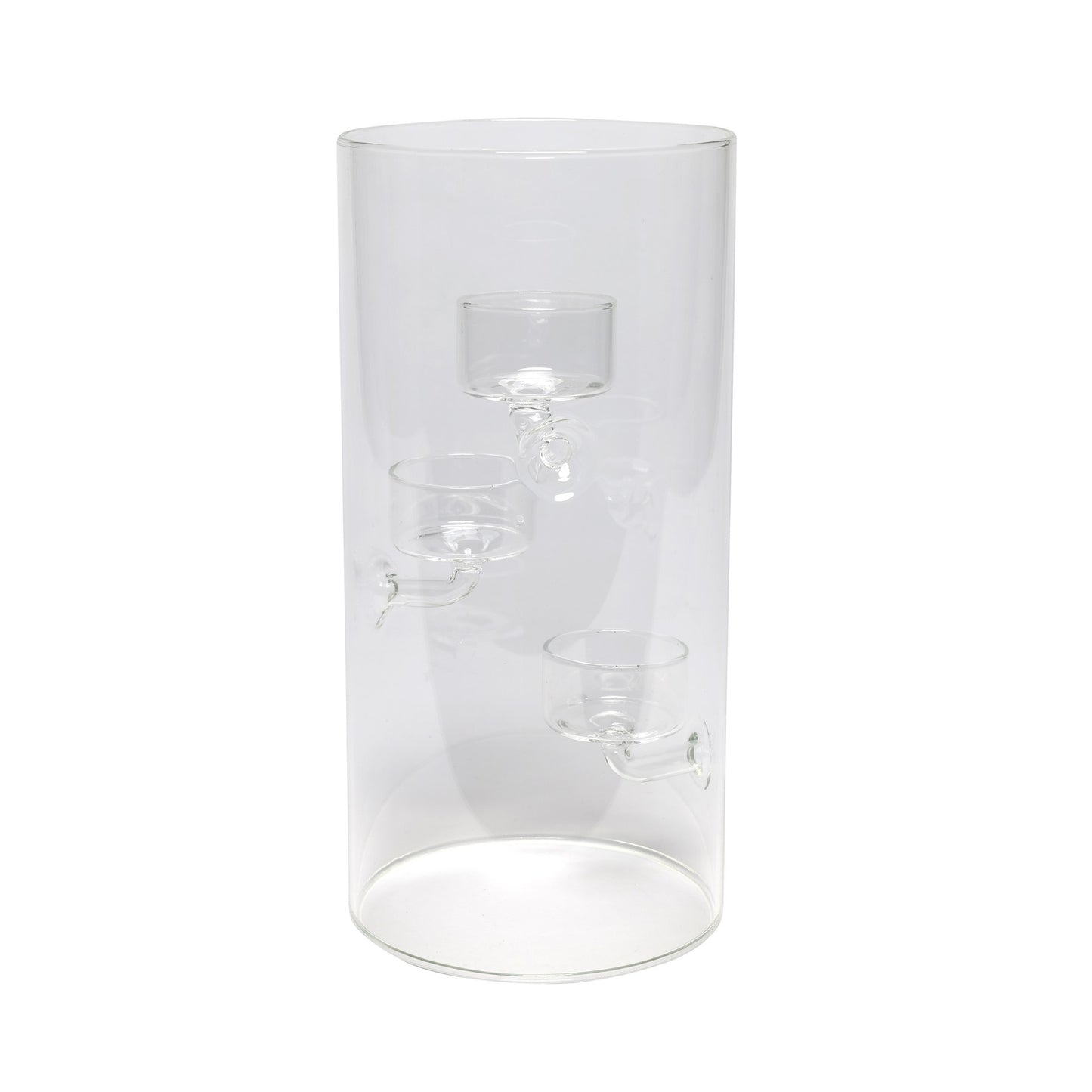 Glass Cylinder Vase with 3 Cups (25cm)