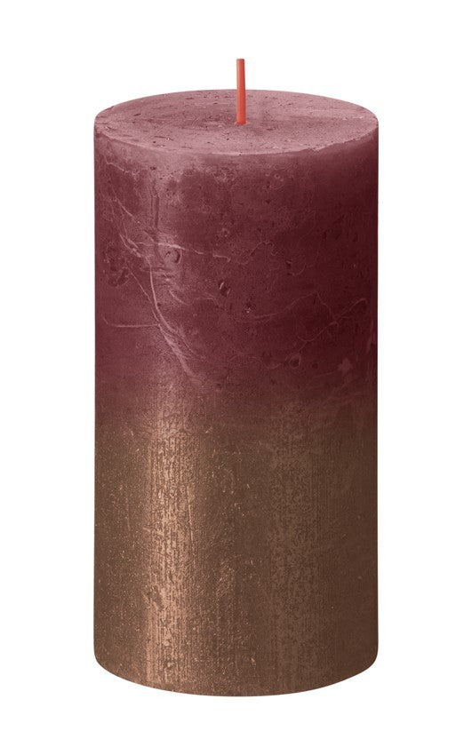 Velvet Red &amp; Copper Rustic Pillar Candle