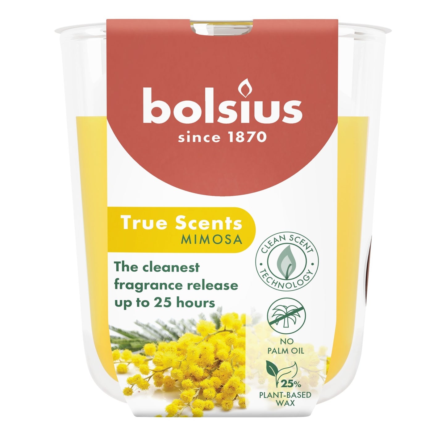 Bolsius True Scents Fragrance Small Candle Glass- Mimosa