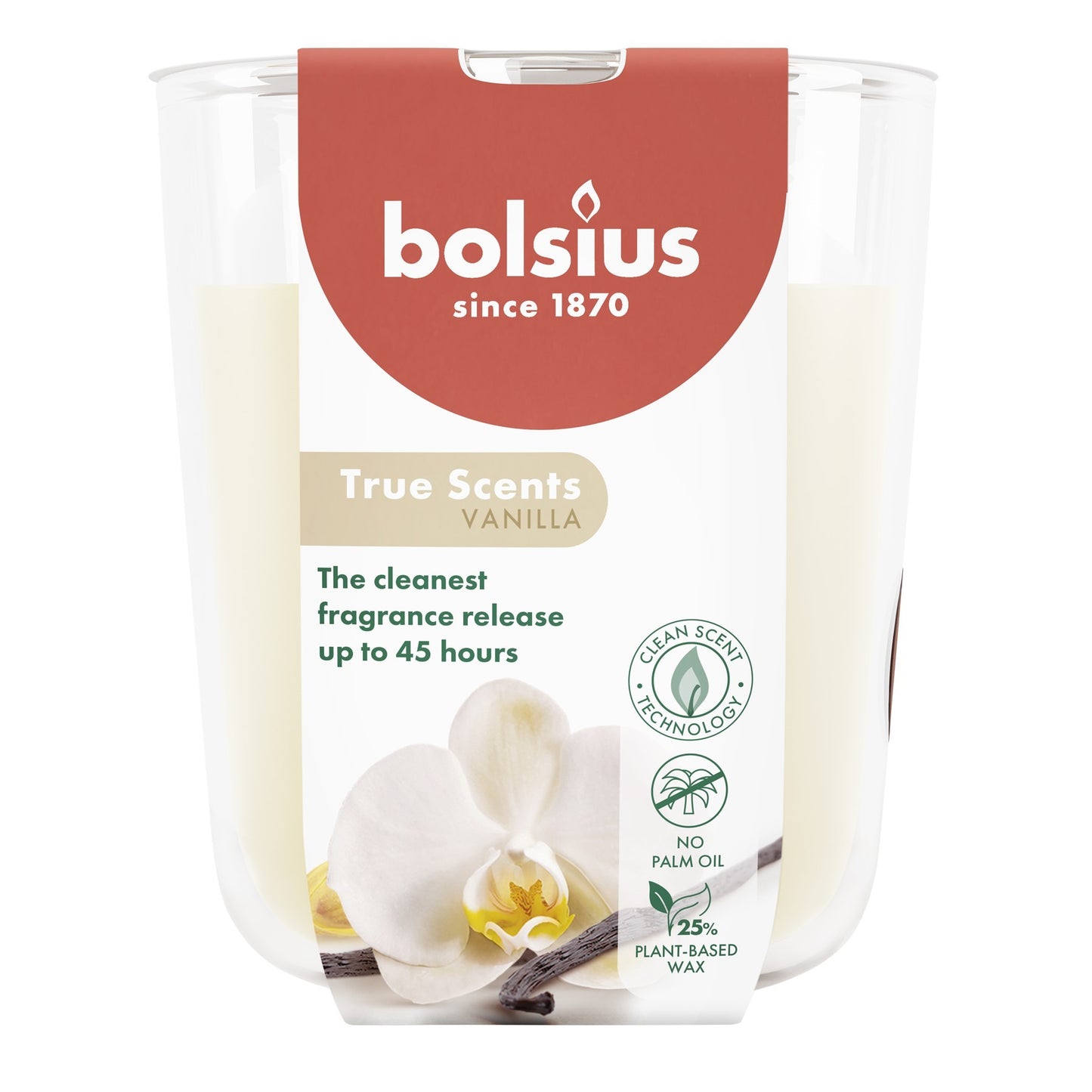 Bolsius True Scents Fragrance Large Candle Glass - Vanilla