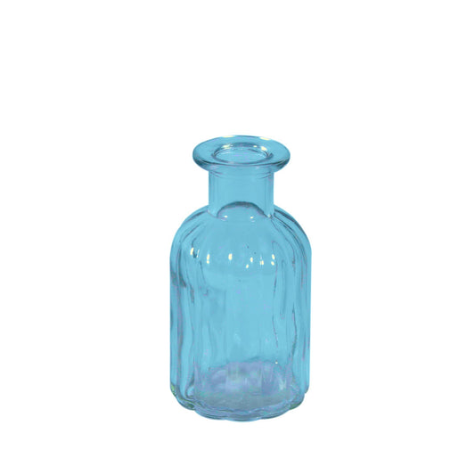 Blue Flora Bottle Glass Vase (10.5cm)