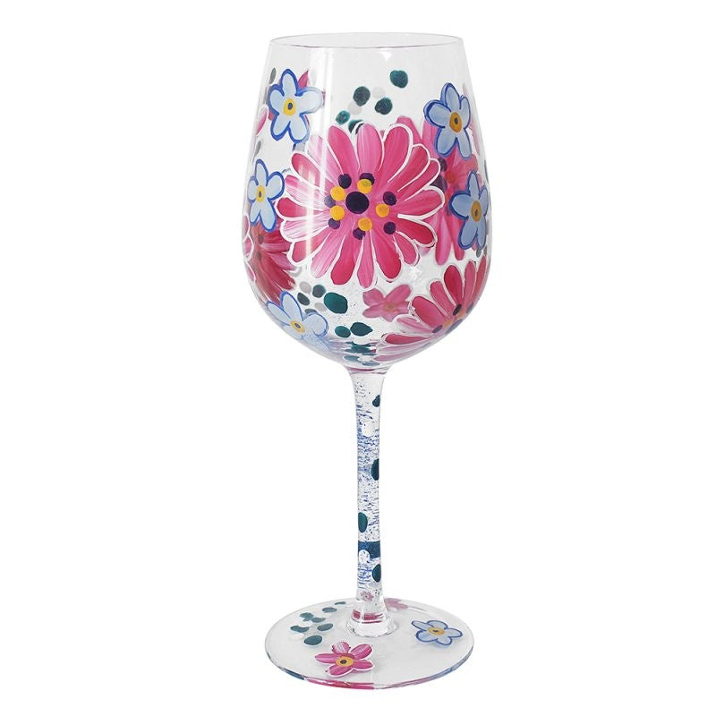 Pink Gerbera Wine Glass