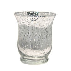 Medium Shiny Speckle Silver Hurricane Vase