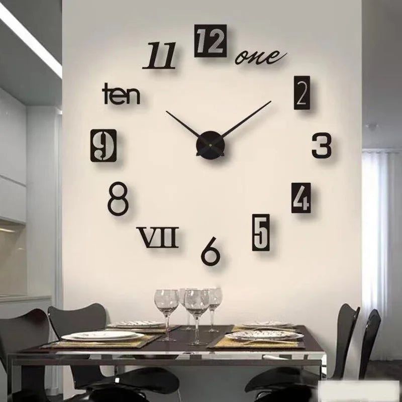 3D Roman Numeral Acrylic Mirror Wall Clock