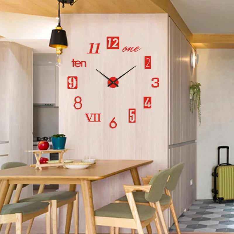 3D Roman Numeral Acrylic Mirror Wall Clock